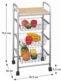 Servírovací stolík na kolieskach Campo - buk / strieborná