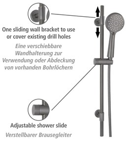 Sivý sprchový set z nerezovej ocele 66 cm Young - Wenko