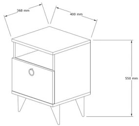 Nočný stolík BARLO 50x40 cm biela