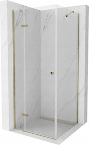 Mexen Roma, sprchovací kút 70 (dvere) x 70 (stena) cm, 6mm číre sklo, zlatý profil, 854-070-070-50-00