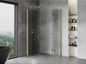 Mexen Mist-F Duo, skladací sprchový kút 110 x 100 cm, číre sklo, zlatý lesklý profil, 8A6-110L-100P-50-00