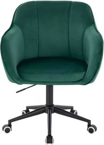 LuxuryForm DESIGN Stolička AVOLA VELUR na čiernej podstave s kolieskami - zelená