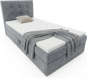 Čalúnená posteľ boxspring DIRELIS TRINITY 90x200 cm sivá Matrac: Matrac Bonell pružinový