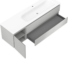 Mexen Rivel, kúpeľňová skrinka 160 cm s pravým umývadlom Vela, 2S, 1D, drážkovaná, šedá/biela matná, 91A23-16047-3-BBFFF62-W23P01