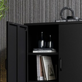 Čierna skrinka s policami na nožičkách kovová VITO Modern 800 x 1015 x 400 mm