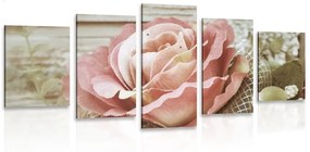 5-dielny obraz elegantná vintage ruža - 200x100