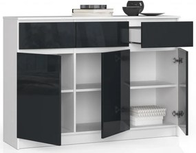 Komoda K140 3D 3SZ CLP grafitová, lesk