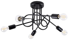 Sollux SL.1435 - Prisadený luster LOOP 5xE27/15W/230V čierna