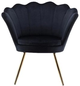LuxuryForm DESIGN Kreslo FREY VELUR so zlatými nohami - čierne