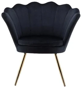 LuxuryForm DESIGN Kreslo FREY VELUR so zlatými nohami - čierne