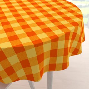 Biante Bavlnený okrúhly obrus Olivia OL-003 Oranžovo-žltá kocka veľká Ø 110 cm