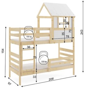 BMS Group BMS Poschodová posteľ Domček Eryk 190cm x 90cm - prírodná