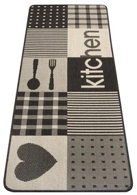 Béžový kuchynský behúň Hanse Home Weave Patchwork Kitchen, 70 x 180 cm