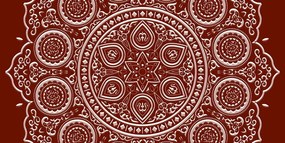 Obraz jemná etnická Mandala v bordovom prevedení - 100x50