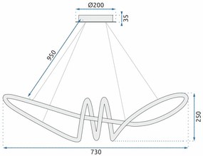 Toolight - LED závesná lampa APP823-CP + diaľkové ovládanie, čierna, OSW-06661