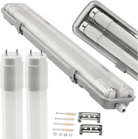 BERGE Hermetické svietidlo 60cm + 2x LED trubica studená biela