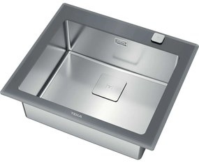 TEKA Diamond RS15 1B ST sklenený drez s nerezovou vaničkou, s excentrom, horná montáž, 600 x 520 mm, Stone Grey, 115000076