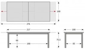 Doppler EXPERT WOOD antracit - záhradný rozkladací hliníkový stôl 220/280 x 100 x 75 cm