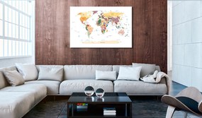 Artgeist Obraz - World Map: Travel Around the World Veľkosť: 120x80, Verzia: Na talianskom plátne