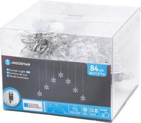 Aigostar - LED vonkajší reťazec 84xLED/8 funkcií 1,2x1m IP44 studená biela vločky