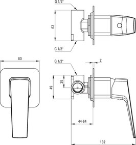 Deante Blur, sprchová podomietková batéria bez prepínaču, grafitová, DEA-BQL_D44L