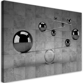 Obraz na plátně, Stříbrné 3D koule - 90x60 cm