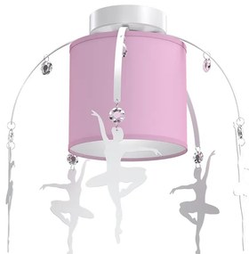 EUlight Detské stropné svietidlo Baletnica white, 1x ružové textilné tienidlo, w