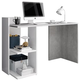 Písací stôl Andreo - betón / biely mat