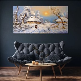 Obraz canvas Vidiecky zimné sneh