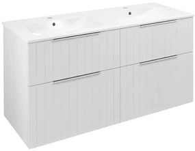 Sapho Sapho, CIRASA umývadlová skrinka s dvojitým umývadlom 121x66x46cm, biela matná strip, CR121-3131S-21
