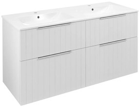 Sapho Sapho, CIRASA umývadlová skrinka s dvojitým umývadlom 121x66x46cm, biela matná strip, CR121-3131S-21