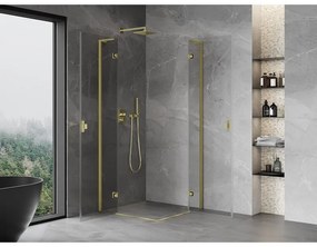 Mexen Mist-H L Duo, 2-krídlový sprchový kút 115 x 115 cm, číre sklo, zlatý matný profil, 8A5L-115L-115P-55-00