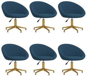 Jedálenské stoličky 6 ks, modré, zamat