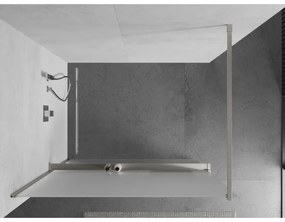 Mexen Kioto+, sprchová zástena Walk-In s poličkou a vešiakom 70 x 200 cm, 8mm sklo námraza, brúsená oceľ profil, 800-070-121-97-30