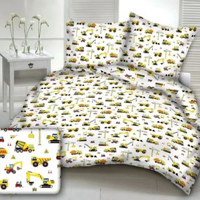 Obliečky bavlnené Stavebné stroje TiaHome - 1x Vankúš 90x70cm, 1x Paplón 140x200cm