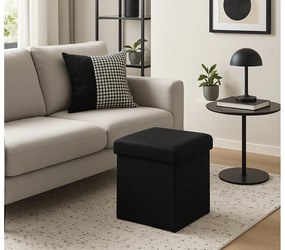 Čierny skladací taburet CUBEXO VELVET M