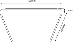 Stropné LED svietidlo Quadro, 1x LED 38w, 3000-6000k, g, s ovládačom