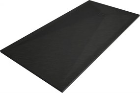 Mexen Stone+, obdĺžniková vanička z minerálneho kompozitu 200 x 80 cm, čierna, čierna krytka, 44708020-B
