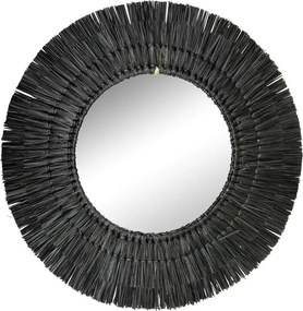 Okrúhle čierne zrkadlo Morgan z morskej trávy S - 60*60*1cm