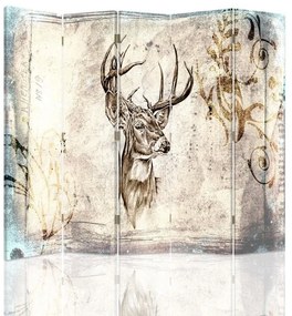 Ozdobný paraván, Elegantní jelen - 180x170 cm, päťdielny, klasický paraván