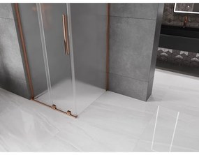 Mexen Velar L, sprchový kút s posuvnými dverami 90 x 90 cm, 8mm sklo námraza, ružové zlato, 871-090-090-33-60
