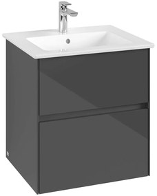 VILLEROY &amp; BOCH Collaro závesná skrinka pod umývadlo, 2 zásuvky, 561 x 480 x 610 mm, Glossy Grey, C14200FP
