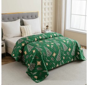 Prehoz na posteľ GREEN CHRISTMAS zelený Rozmer: 170 x 210 cm