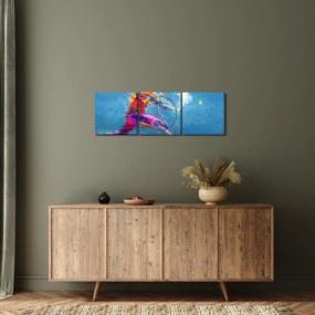 Obraz - Maľovaný tenista (s hodinami) (90x30 cm)
