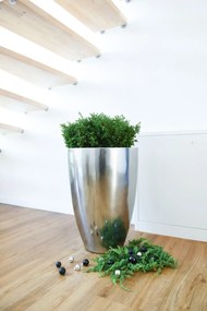 Luxusný kvetináč OPALA, sklolaminát, výška 55 cm, strieborná metalíza