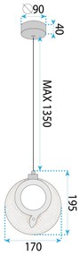 Toolight Toolight, LED krištáľové závesné svietidlo 18x17cm, 12W, 3000K, LHJ110-1CP, ružové zlato, OSW-60051
