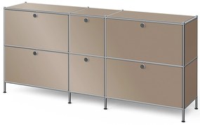 Veľká kovová odkladacia skrinka »CN3« so 6 výklopnými priehradkami, hnedosivá