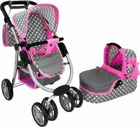 Alice Detský kočík pre bábiky 2 v 1 taška na nosenie ružové hviezdy
