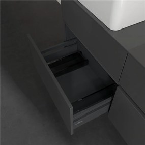 VILLEROY &amp; BOCH Collaro závesná skrinka pod umývadlo na dosku (umývadlo vľavo), 4 zásuvky, s LED osvetlením, 1200 x 500 x 548 mm, Glossy Grey, C042B0FP