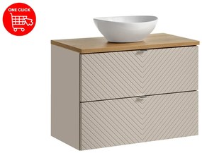 Závěsná skříňka Viva Cashmere s deskou a umyvadlem 80 cm kašmír/dub evoke